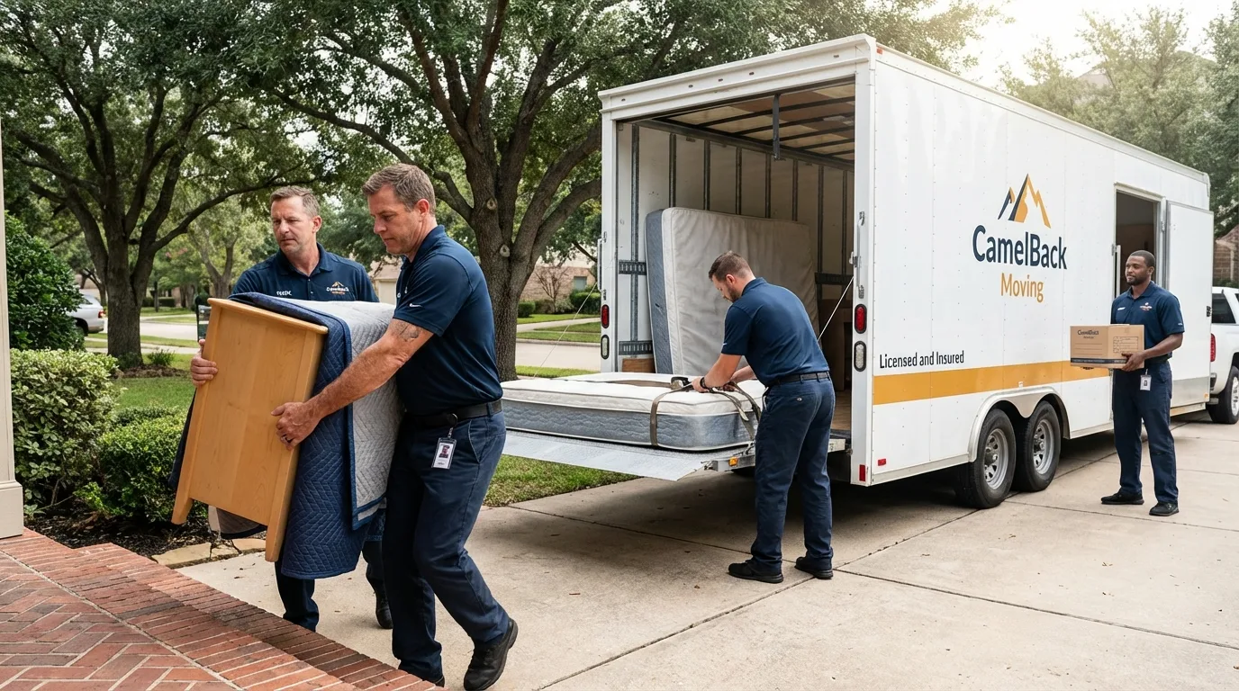 Crew loading residential truck for cross-state move from Pandora, OH