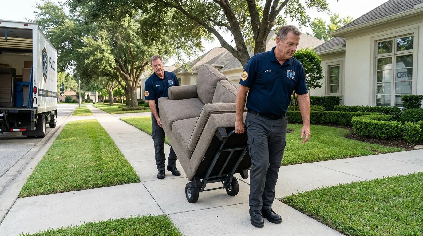 Local residential moving crew loading furniture in Pandora, OH